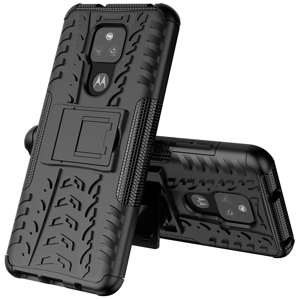 Cool Tyre Pattern PC + TPU Phone Case with Kickstand for Motorola Moto G Play (2021) - Black-9