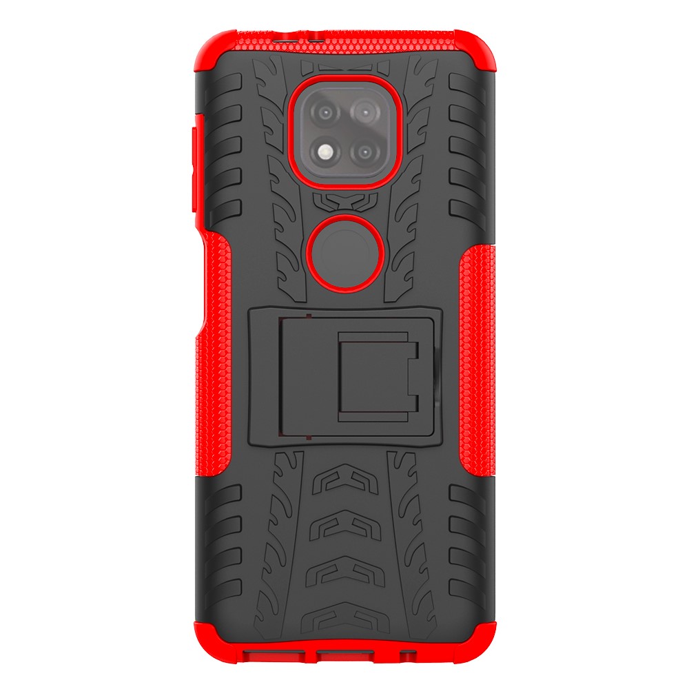 Cool Tyre Pattern PC + TPU Phone Case with Kickstand for Motorola Moto G Power (2021) - Red-2