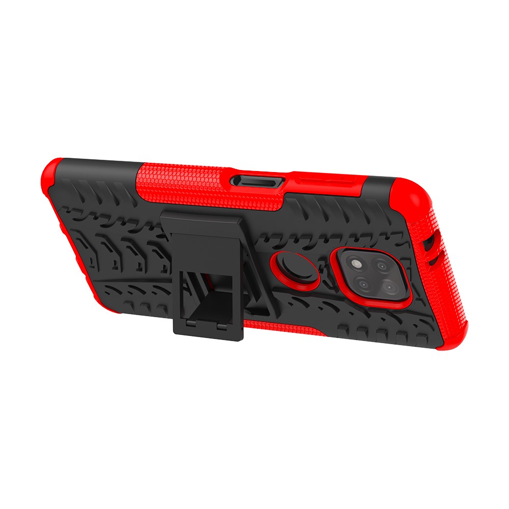 Cool Tyre Pattern PC + TPU Phone Case with Kickstand for Motorola Moto G Power (2021) - Red-4