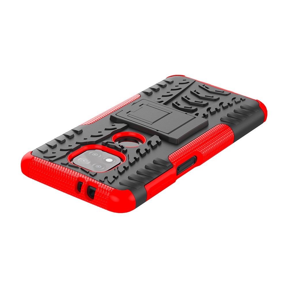 Cool Tyre Pattern PC + TPU Phone Case with Kickstand for Motorola Moto G Power (2021) - Red-5