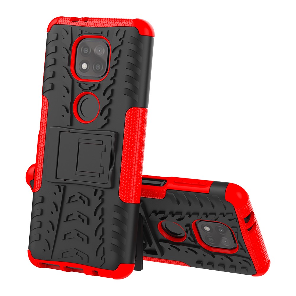 Cool Tyre Pattern PC + TPU Phone Case with Kickstand for Motorola Moto G Power (2021) - Red-8