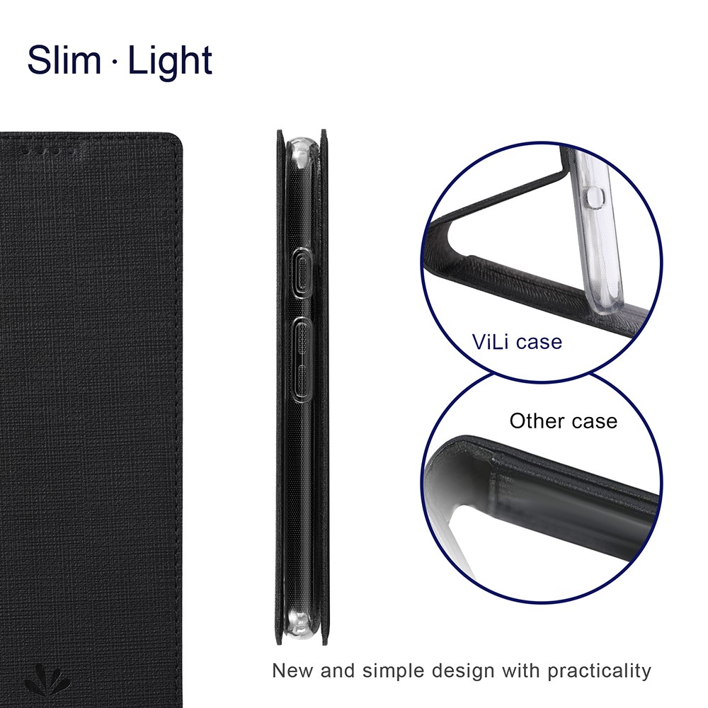 VILI DMX Series Stand Design Leather Phone Cover Case with Card Holder for Google Pixel 5a - Black-6