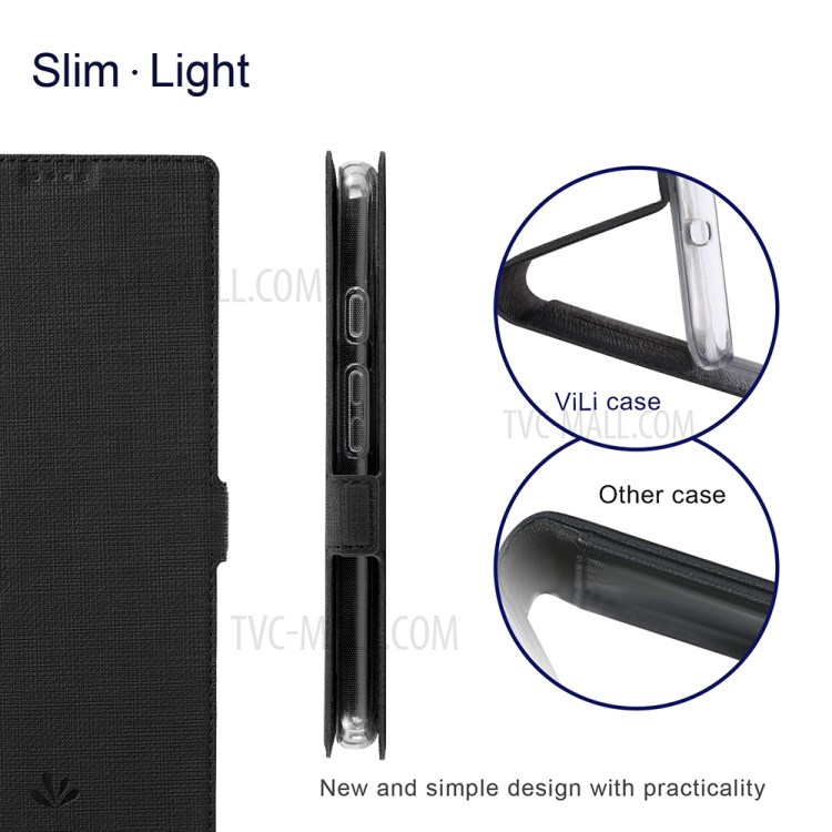 VILI K Series Wallet Stand Design Leather Phone Cover for Google Pixel 5a - Black-6