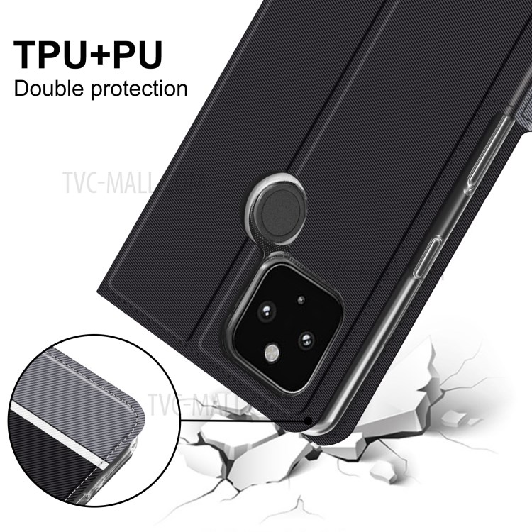 BaiYu Series Fashion Leather Mobile Phone Casing with Card Slots for Google Pixel 5a 5G - Black-8