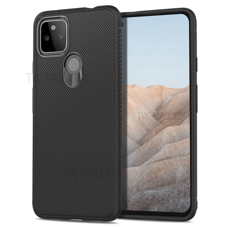 Jazz Series Twill Texture TPU Shell Back Cover Case for Google Pixel 5a 5G - Black-1