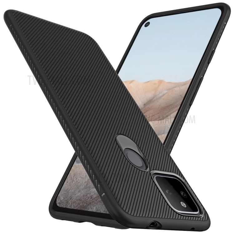 Jazz Series Twill Texture TPU Shell Back Cover Case for Google Pixel 5a 5G - Black-2
