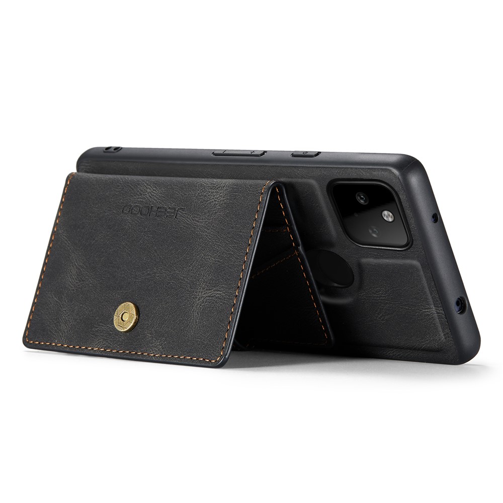 JEEHOOD Magnetic Clasp Wallet Design Detachable 2-in-1 Leather Coated TPU Phone Case for Google Pixel 5a 5G - Black-14