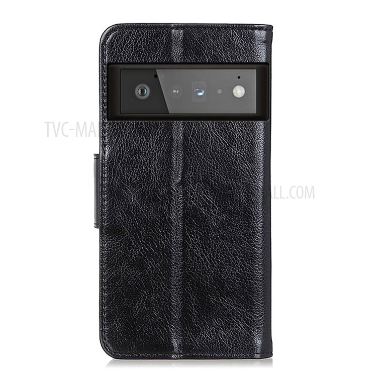 Full-Protection Nappa Texture Wallet Design Split Leather Stand Phone Cover for Google Pixel 6 Pro - Black-3