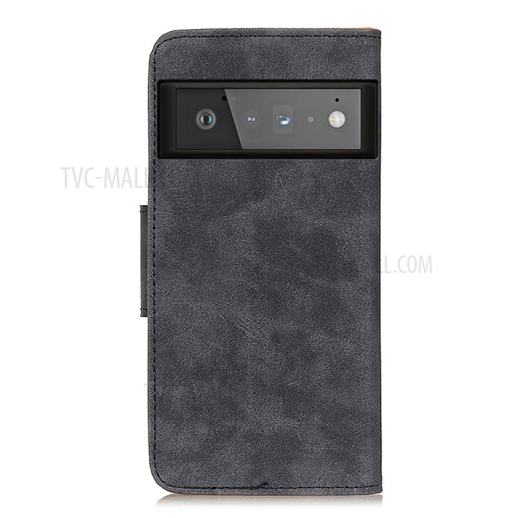 Retro Style Wallet Stand Design Leather Phone Case for Google Pixel 6 Pro - Black-3