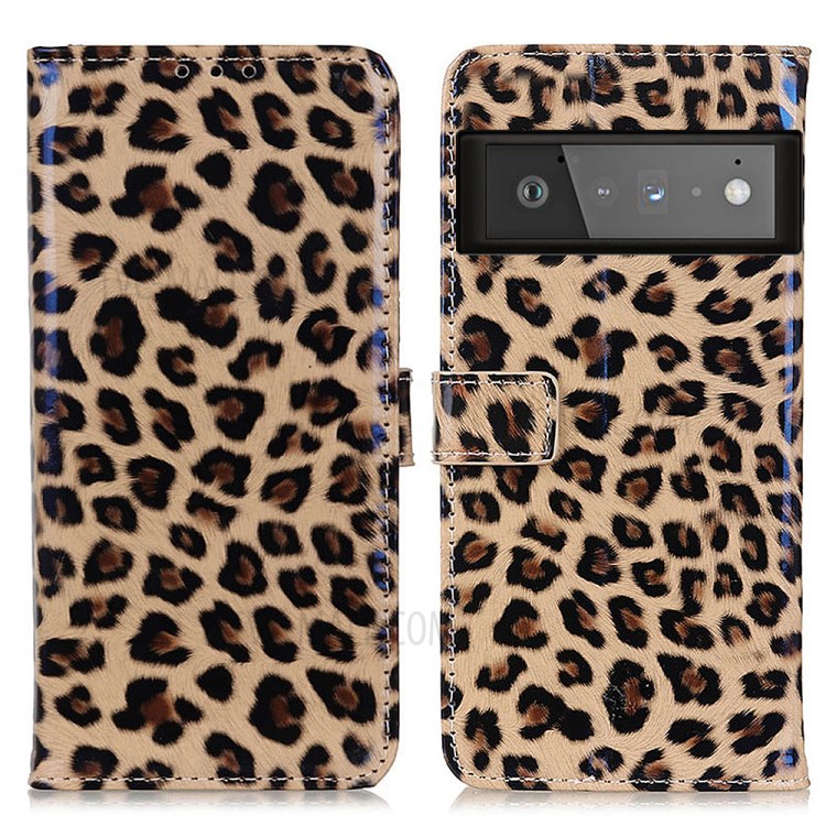 Leopard Skin Leather Drop-proof Phone Protector Wallet Design Mobile Phone Cover for Google Pixel 6 Pro-1
