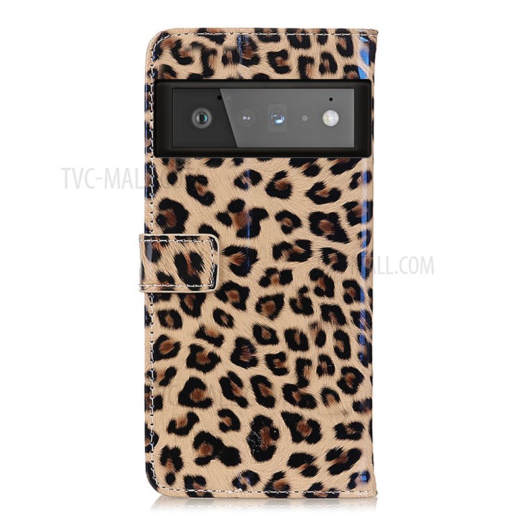 Leopard Skin Leather Drop-proof Phone Protector Wallet Design Mobile Phone Cover for Google Pixel 6 Pro-3