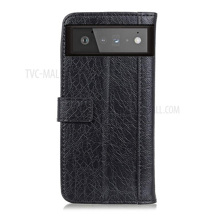 Rhino Texture Split Leather Soft TPU Protective Case Cover with Wallet Design for Google Pixel 6 - Black-3