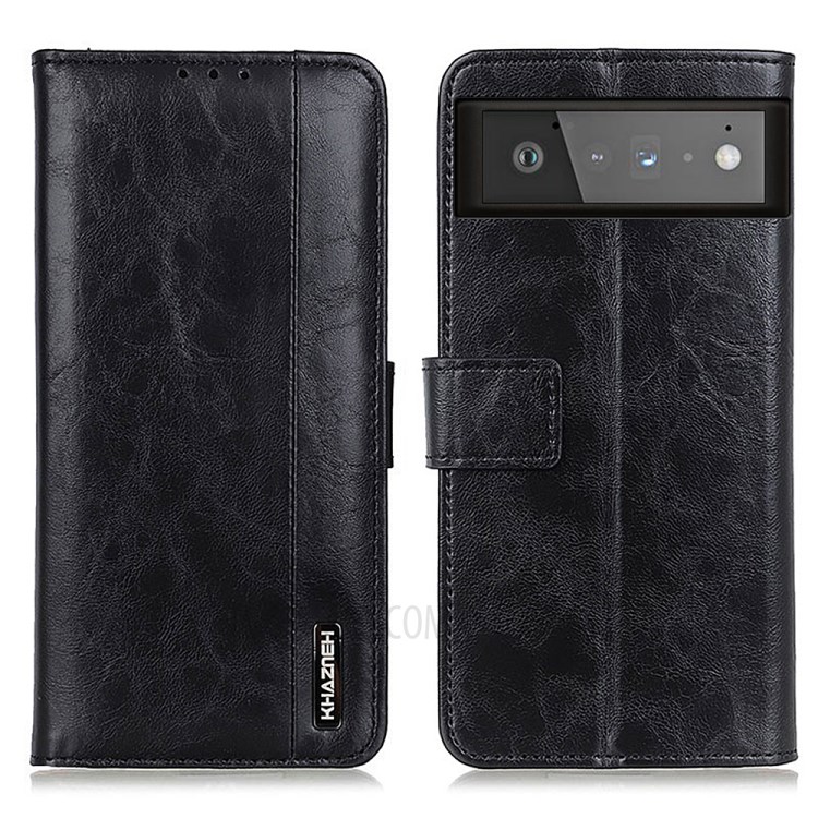 Protection TPU + PU Leather Full Cover Shockproof Case for Google Pixel 6 - Black-1