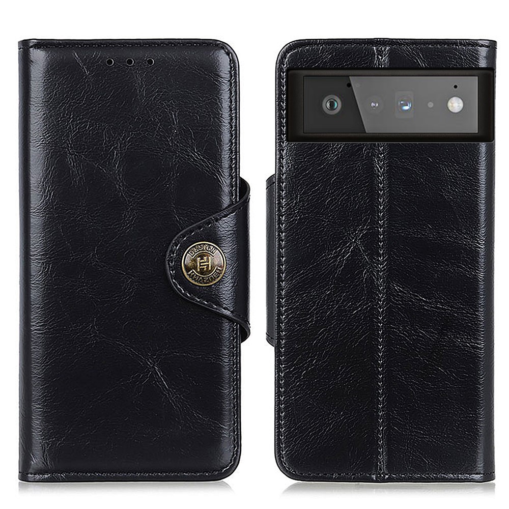 Drop-proof Wallet Design Auto-Absorbed Magnet Leather Phone Stand Shell for Google Pixel 6 - Black-1