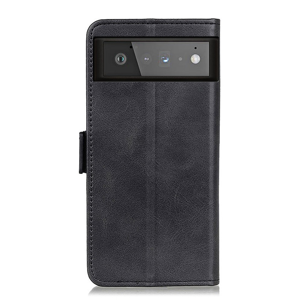 Magnetic Double Clasp Leather Protector Wallet Case for Google Pixel 6 - Black-3