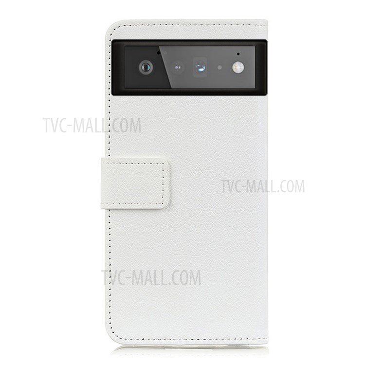 Drop-proof PU Leather Wallet Stand Case for Google Pixel 6 - White-3