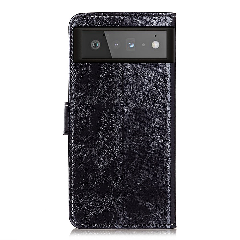 Wallet Design Crazy Horse Leather Stand Cover for Google Pixel 6 - Black-3