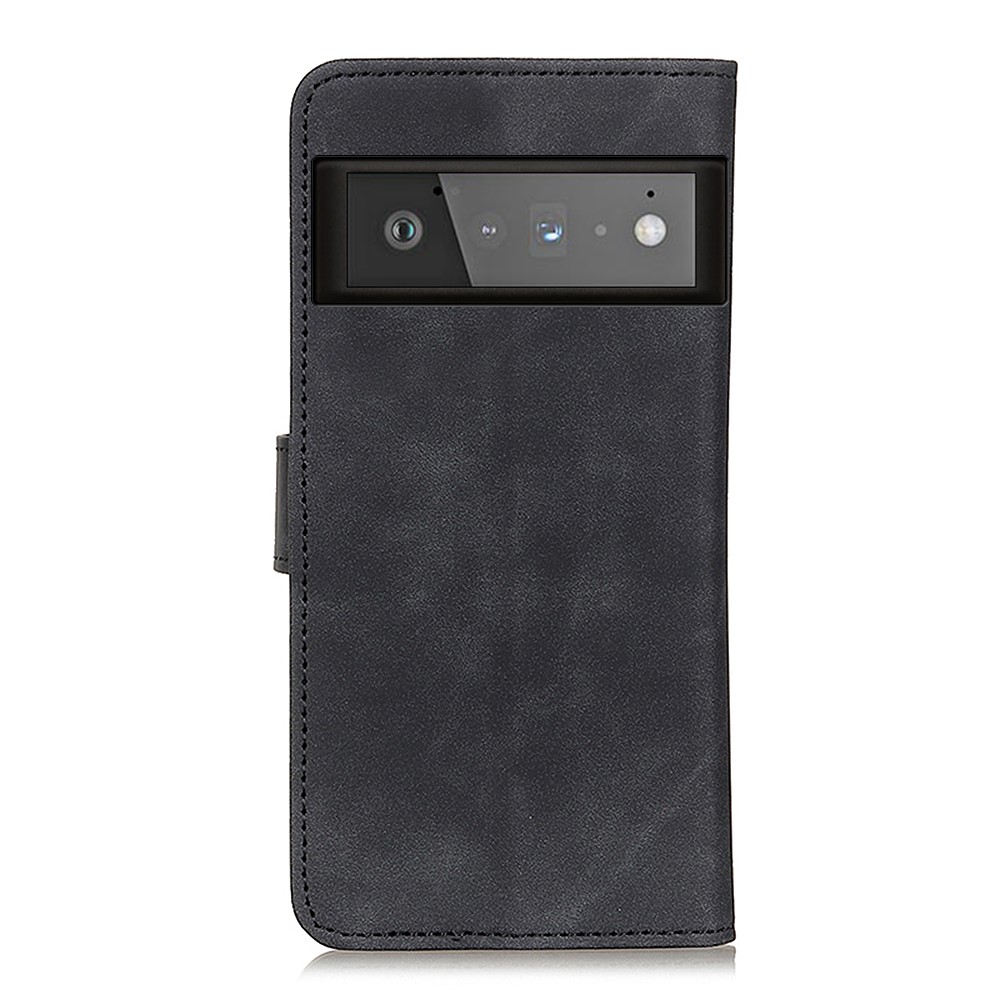 KHAZNEH Vintage Style Leather Wallet Stand Case for Google Pixel 6 Pro - Black-3