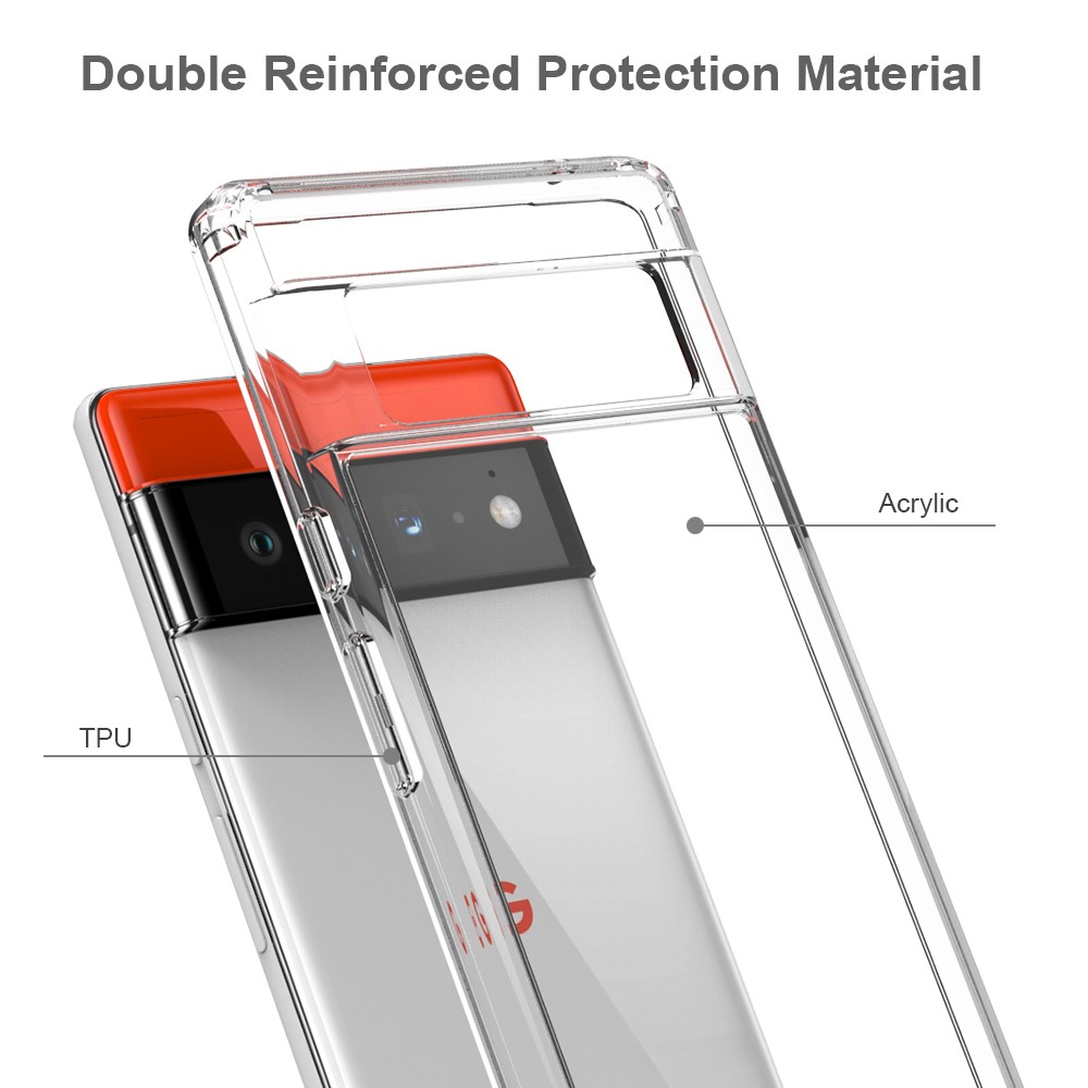 Ultra Clear Slim Shock Absorption Reinforced Soft TPU Frame + Solid Acrylic Back Cover for Google Pixel 6 Pro-2