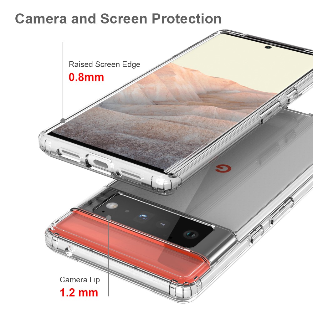 Ultra Clear Slim Shock Absorption Reinforced Soft TPU Frame + Solid Acrylic Back Cover for Google Pixel 6 Pro-3