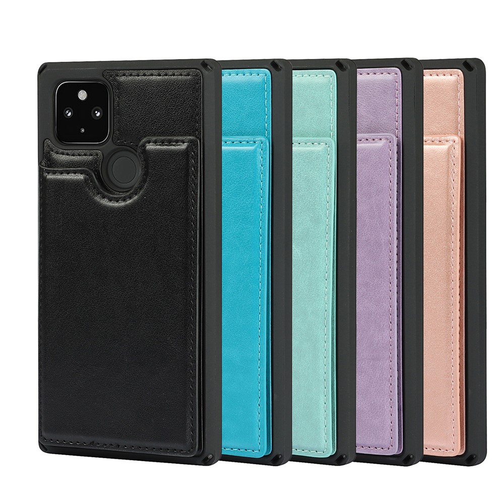 Well-Protected Kickstand Card Slots PU Leather + TPU Hybrid Phone Case with Strap for Google Pixel 4a 5G - Rose Gold-11