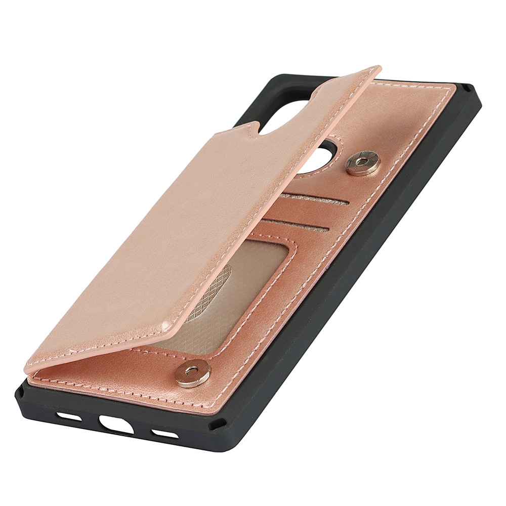 Well-Protected Kickstand Card Slots PU Leather + TPU Hybrid Phone Case with Strap for Google Pixel 4a 5G - Rose Gold-8