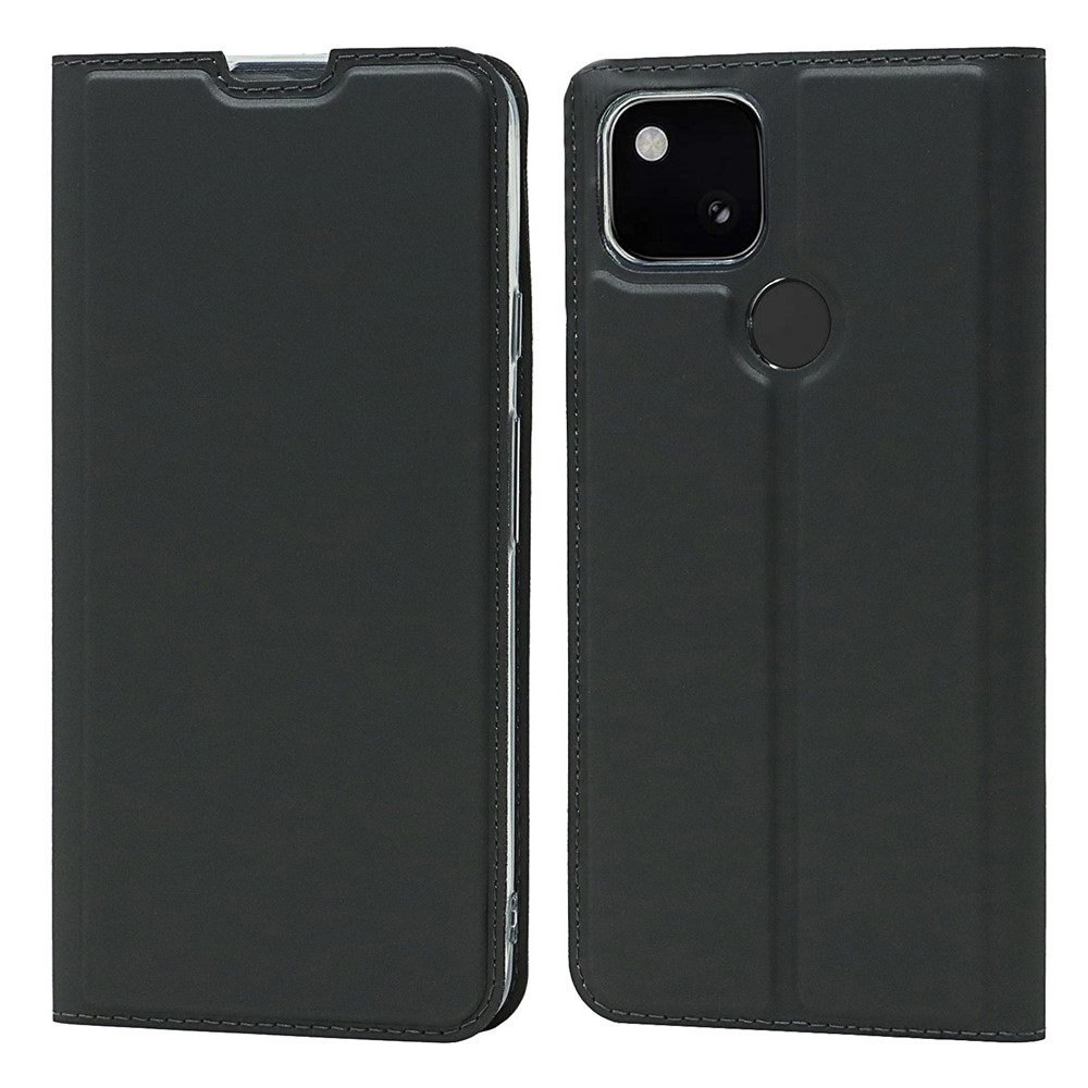 Magnetic Auto-absorbed PU Leather Phone Shell Stand Card Slot Case for Google Pixel 5a 5G - Black-1