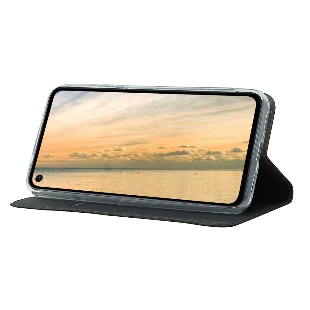 Magnetic Auto-absorbed PU Leather Phone Shell Stand Card Slot Case for Google Pixel 5a 5G - Black-4