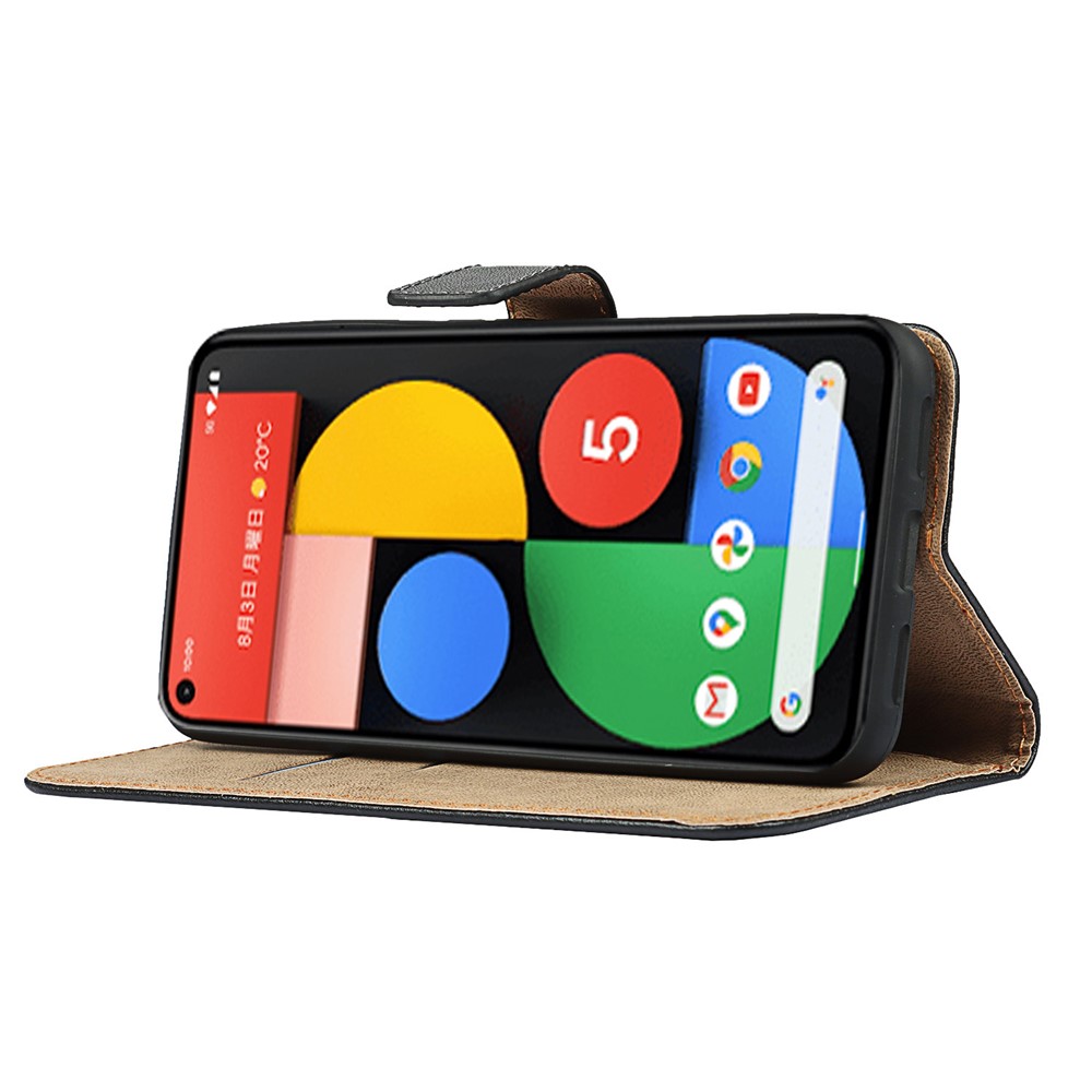 Split Leather Wallet Stand Full Protection Phone Case for Google Pixel 5a 5G-4