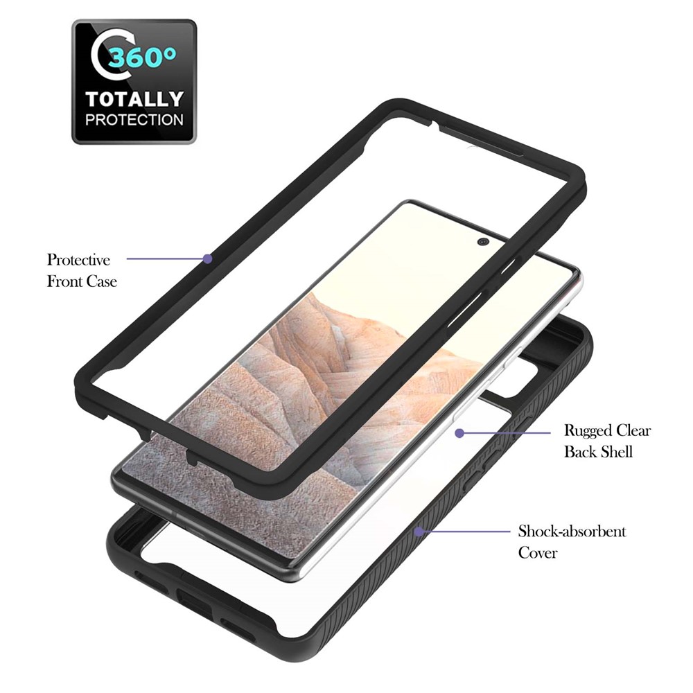 3-in-1 TPU + PC Combo Ring Kickstand Design Hybrid Phone Cover Case for Google Pixel 6 - Black-4