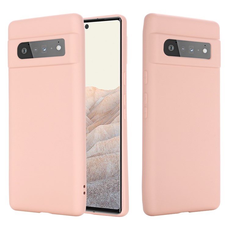 Touch Soft Soft Liquid Silicone Protection Caso de Capa à Prova de Choque Com Cinta Para o Google Pixel 6 Pro - Rosa