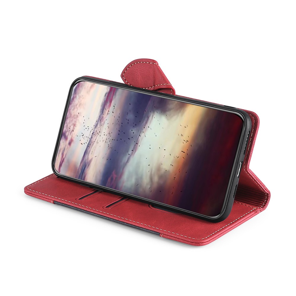 Phone Case Wallet Scratch Resistant Textured Design Stand Design PU Leather and TPU Phone Flip Cover Shell for Google Pixel 6 - Red-5