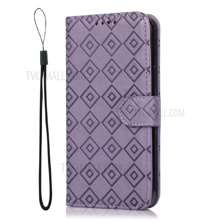 Grid Imprint PU Leather Flip Protective Phone Case Wallet Cover with Standing Function for Google Pixel 5a 5G - Purple-8