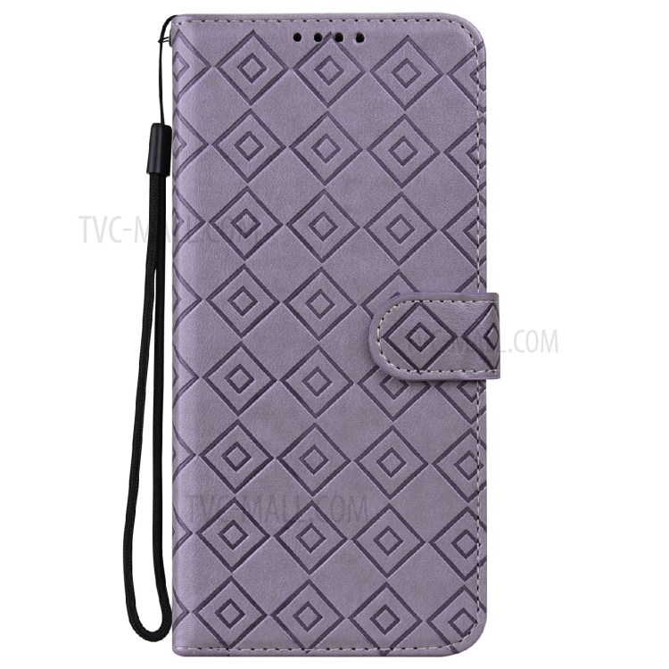 Grid Imprint PU Leather Flip Protective Phone Case Wallet Cover with Standing Function for Google Pixel 5a 5G - Purple-9