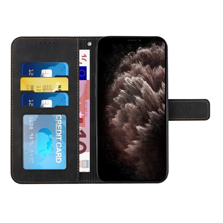 Heart Shape Imprinted Skin-Touch Dual-Sided Magnetic Clasp Handy Strap Wallet Stand PU Leather Phone Case for Google Pixel 6 Pro - Black-5