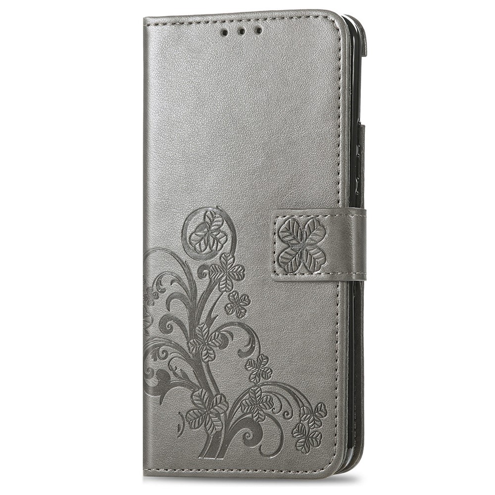 PU Leather Four-leaf Clover Imprinted Wallet Stand Phone Case Protector for Google Pixel 6 - Grey-8