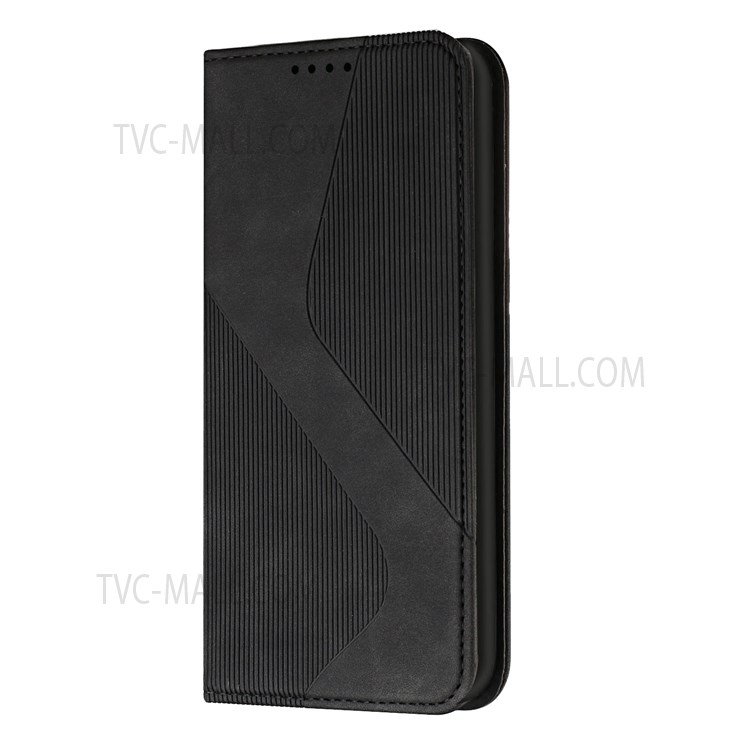 Fall-resistant S-shaped Texture Auto-absorbed Folio Flip Leather Wallet Stand Case for Google Pixel 6 - Black-2