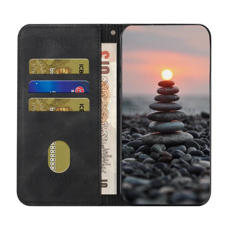 Fall-resistant S-shaped Texture Auto-absorbed Folio Flip Leather Wallet Stand Case for Google Pixel 6 - Black-4
