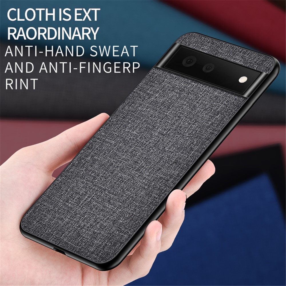 Scratch-resistant Cloth Coated TPU + PC Protective Hybrid Phone Case Cover for Google Pixel 6 - Grey-2