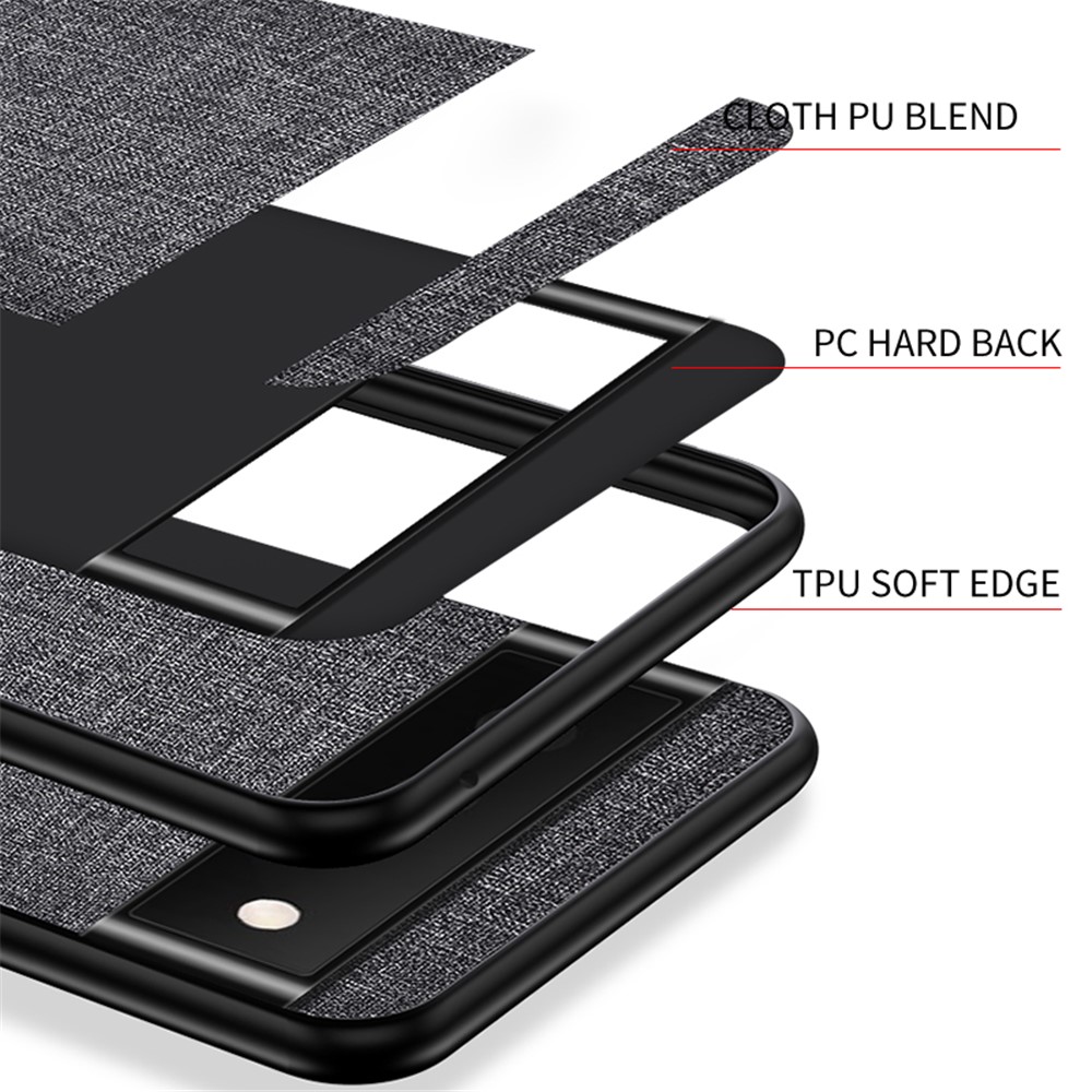 Scratch-resistant Cloth Coated TPU + PC Protective Hybrid Phone Case Cover for Google Pixel 6 - Grey-5