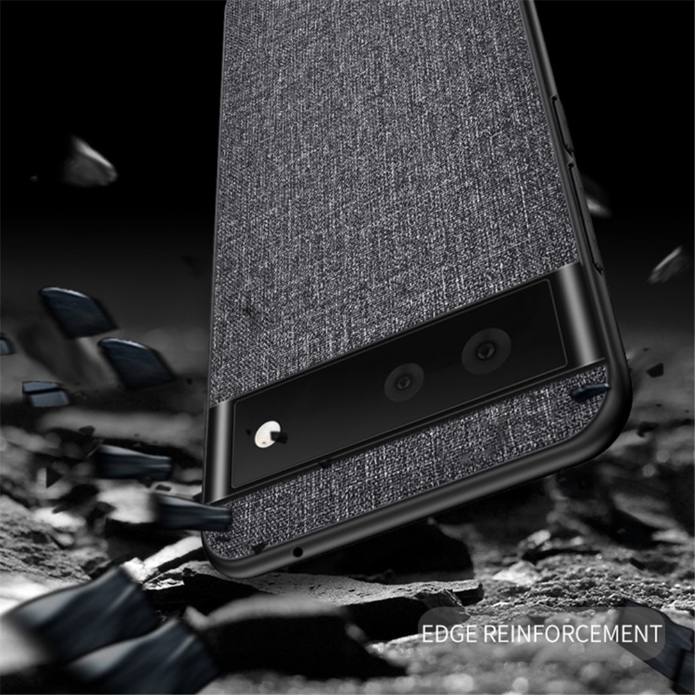 Scratch-resistant Cloth Coated TPU + PC Protective Hybrid Phone Case Cover for Google Pixel 6 - Grey-7