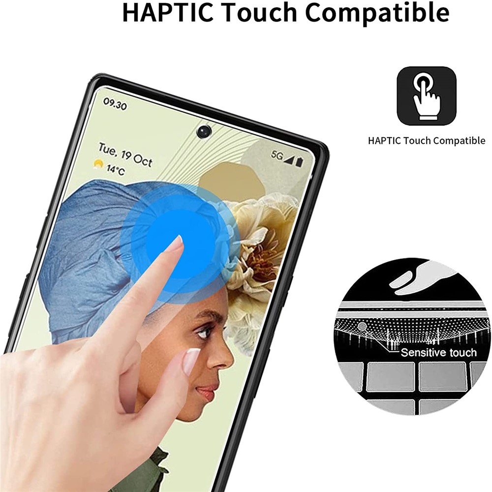 Clear Soft TPU Anti-Fingerprint Protective Phone Case with 2 Pack Tempered Glass Screen Protector for Google Pixel 6-6
