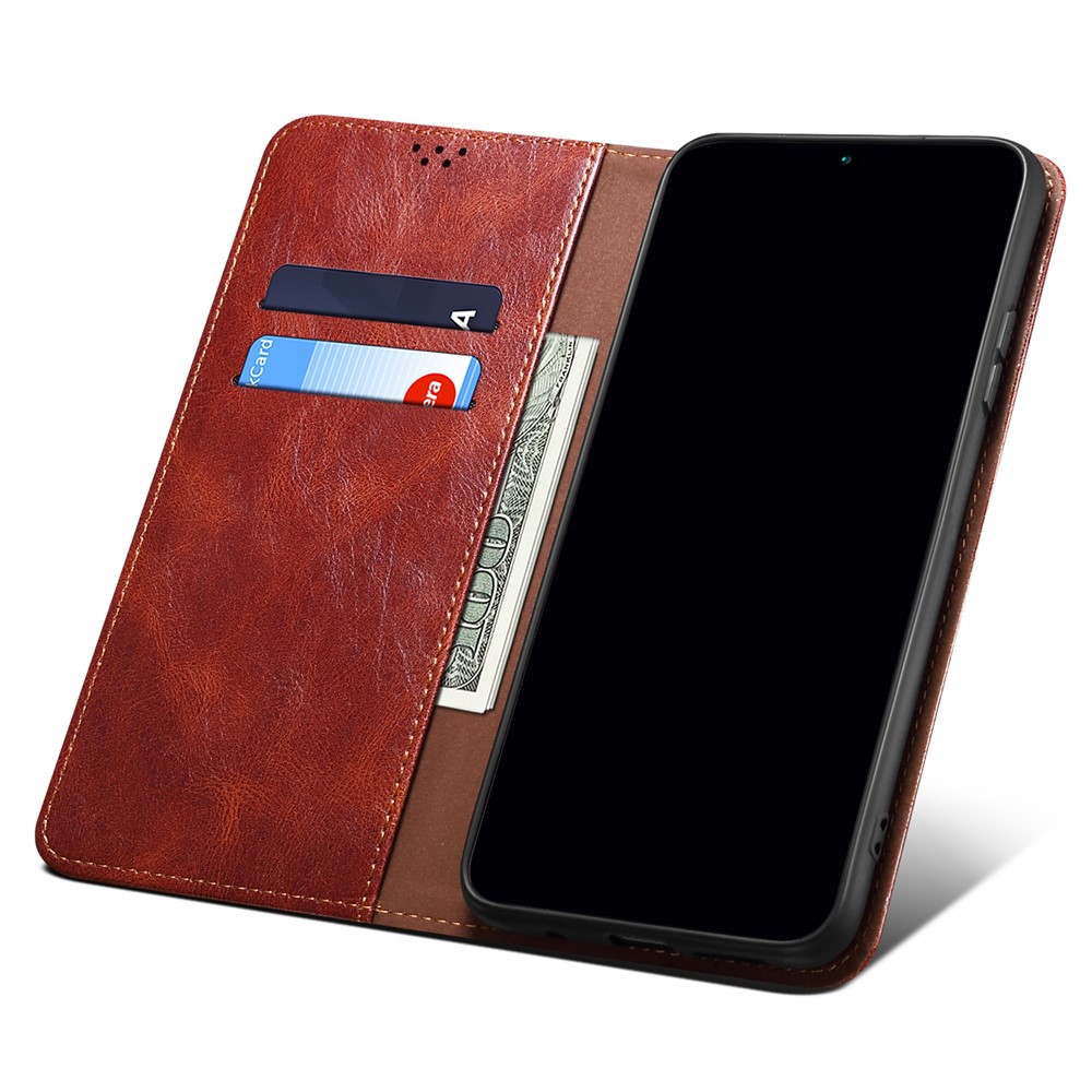 Waxy Crazy Horse Texture PU Leather Wallet Flip Shockproof Protective Phone Case with Stand for Google Pixel 6 Pro - Brown-13