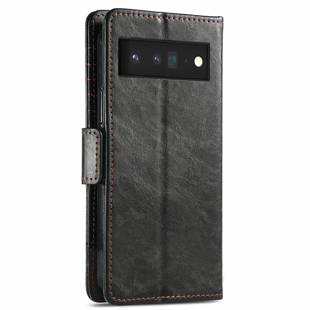 CASENEO 002 Series Full Protection Splicing PU Leather Wallet Stand Flip Cover for Google Pixel 6 Pro - Black-10