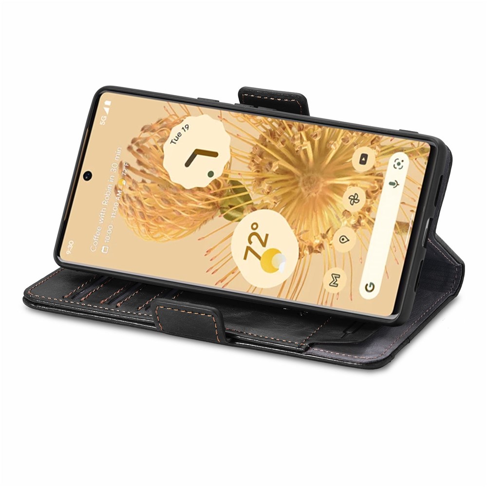CASENEO 002 Series Full Protection Splicing PU Leather Wallet Stand Flip Cover for Google Pixel 6 Pro - Black-7