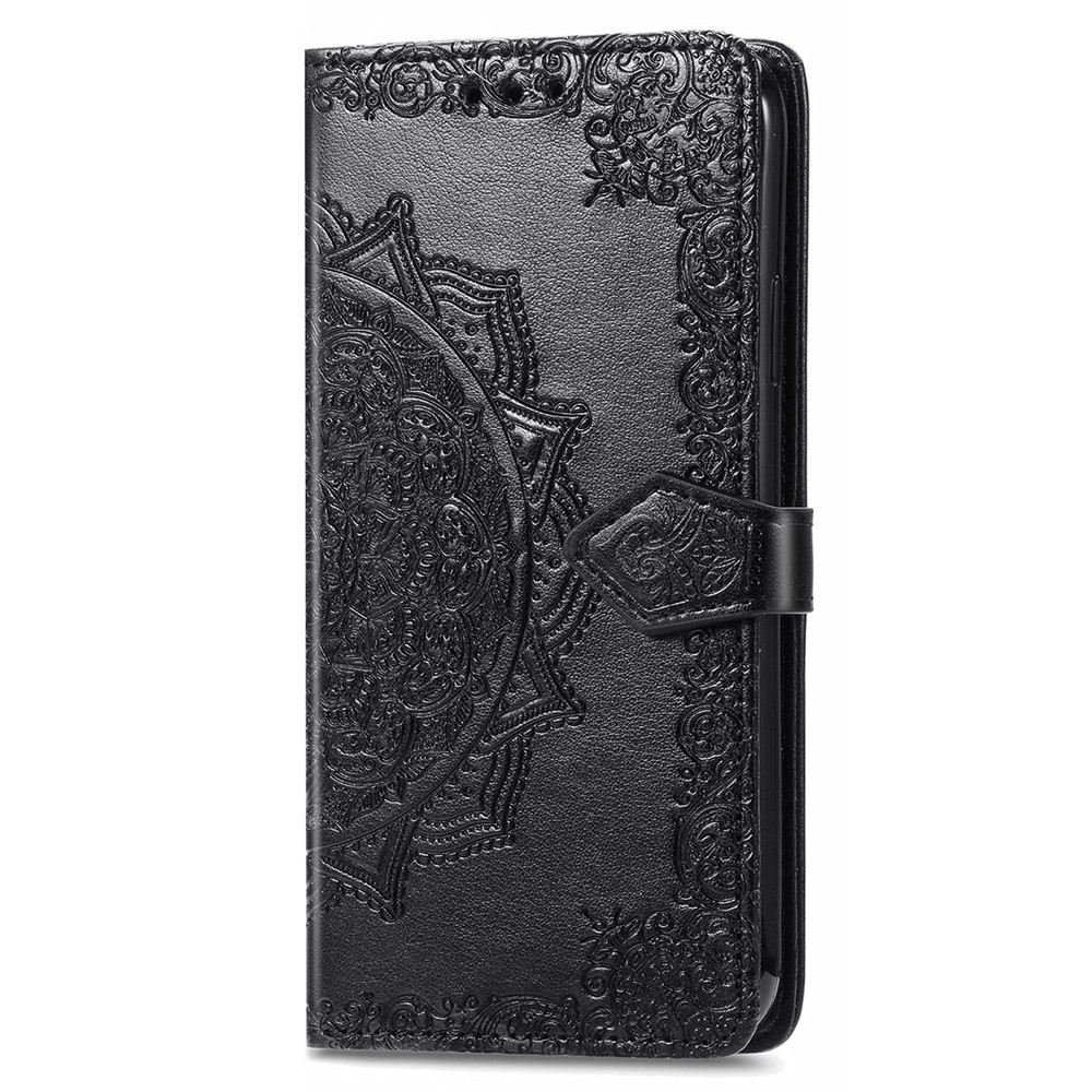 Embossed Mandala Flower Pattern PU Leather Wallet Magnetic Protective Stand Flip Cover with Strap for Google Pixel 6 Pro - Black-2