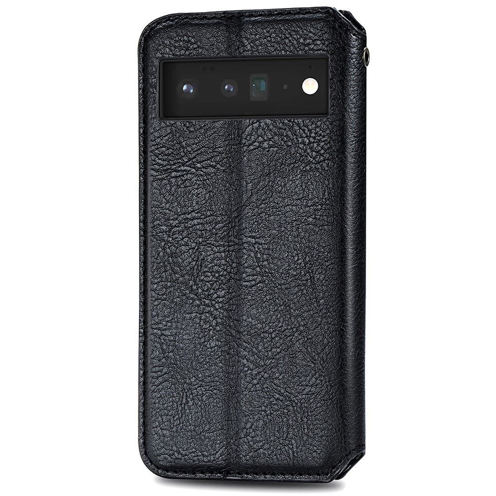 Rhombus Imprinted Fashion PU Leather Wallet Stand Flip Magnetic Auto-absorbed Case for Google Pixel 6 Pro - Black-7