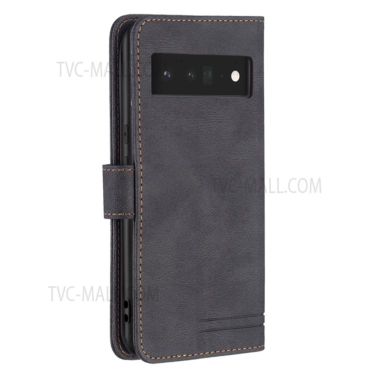 BINFEN COLOR Drop-resistant Phone Case Flip Design RFID Blocking Leather Stand Wallet Phone Cover Protector for Google Pixel 6 Pro - Black-5