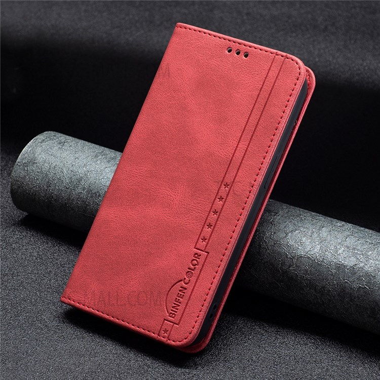 BINFEN COLOR For Google Pixel 6 Drop-resistant Phone Case Flip Design RFID Blocking Leather Stand Wallet Phone Cover Protector - Red-7