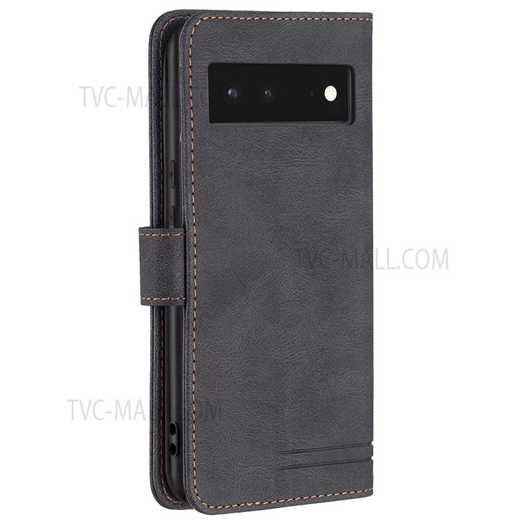 BINFEN COLOR Drop-resistant Phone Case Flip Design RFID Blocking Leather Stand Wallet Phone Cover Protector for Google Pixel 6 - Black-5